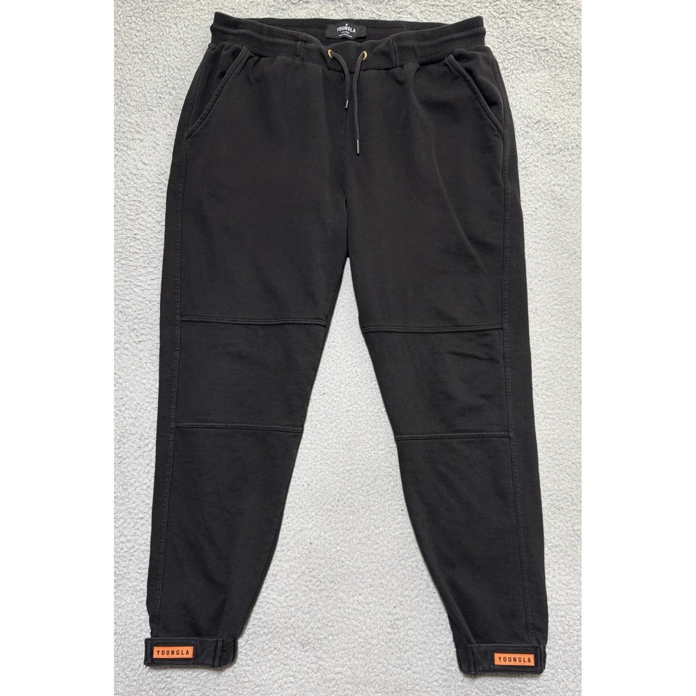 YoungLA Jogger Pants Mens 2XL Fleece Drawstring Orange branded ankle tags